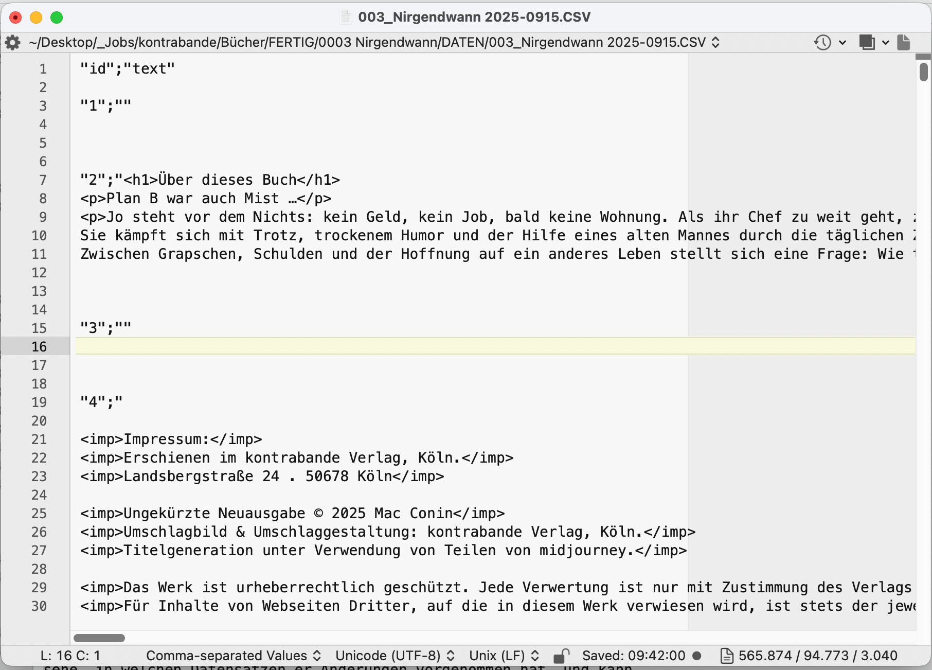 Beispielhafter CSV-Export